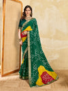 KcPc New Elegant Moss Chiffon Georgette Bandhani Saree with Zari Border KDN