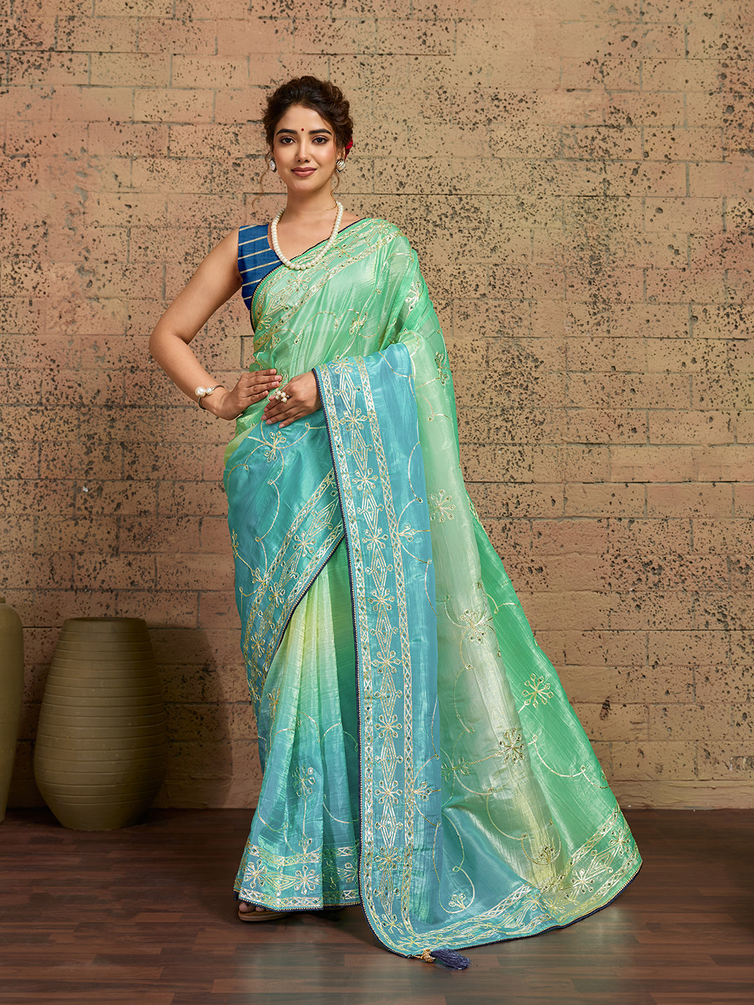 Buy New Latest Tissue Bollywood Style With Gotapatti Work Saree