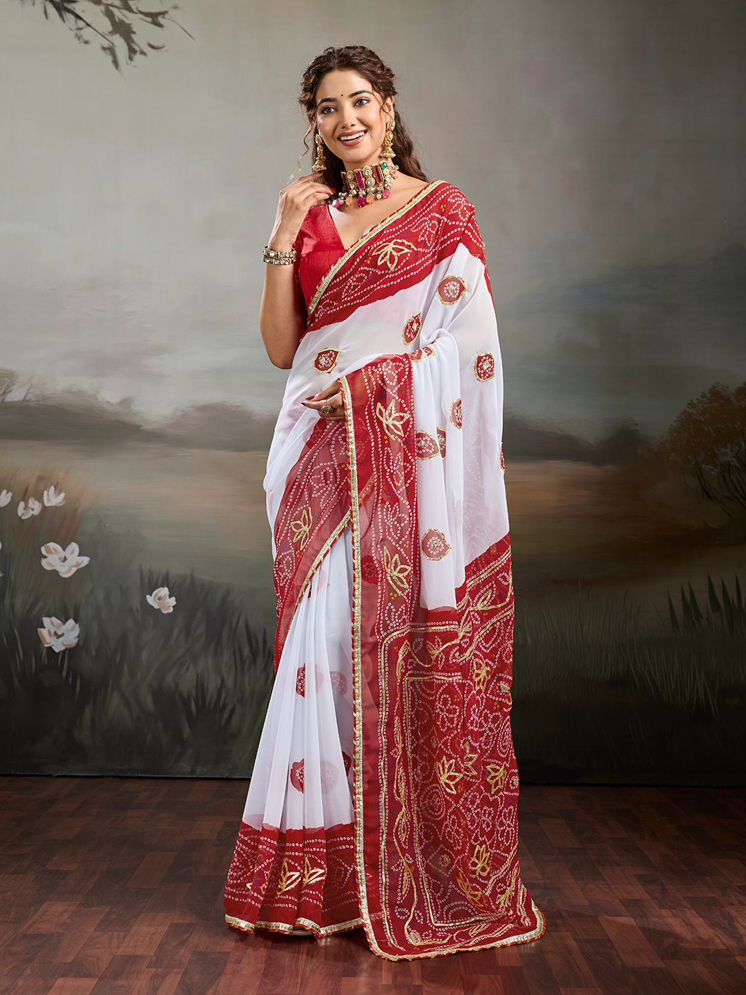 Buy New Festive Special Faag Style Saree with Gotapatti Work KcPc Image 1