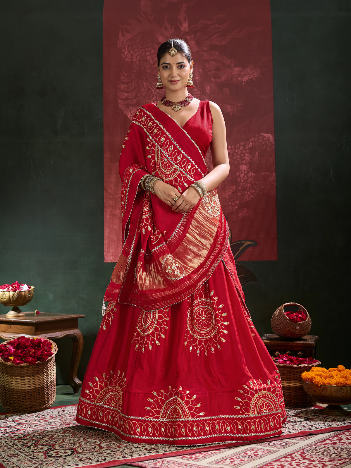 KcPc New Royal Traditional Bandhani Lehenga in Premium Gaji Silk GOR