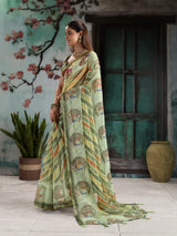 KcPc Traditional Leheriya Cotton Silk Saree with Designer Aari Tari WorkSTL