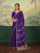 Buy Mondal Silk wiht Bandhani Style Saree kcpc