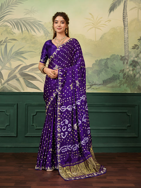 Buy Mondal Silk wiht Bandhani Style Saree kcpc