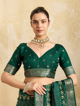 KcPc New Viscos Silk Bandhani Print Aari tari work Saree Green GAN