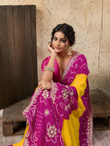Buy Bandhani Saree With Gota patti Work Kcpc 