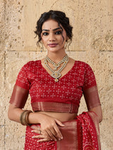  Cotton silk Ajrakh style Saree under 1000