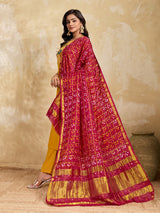 KcPc Premium Art Silk Bandhani Ghatchola Dupatta for Traditional Look