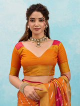 KcPc New Rajasthani Mahajani Kota doria Kashida Foil Print work SareeSWA