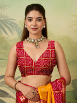 KcPc New Latest Cotton silk Bandhani Saree with Foil print Saree SWA