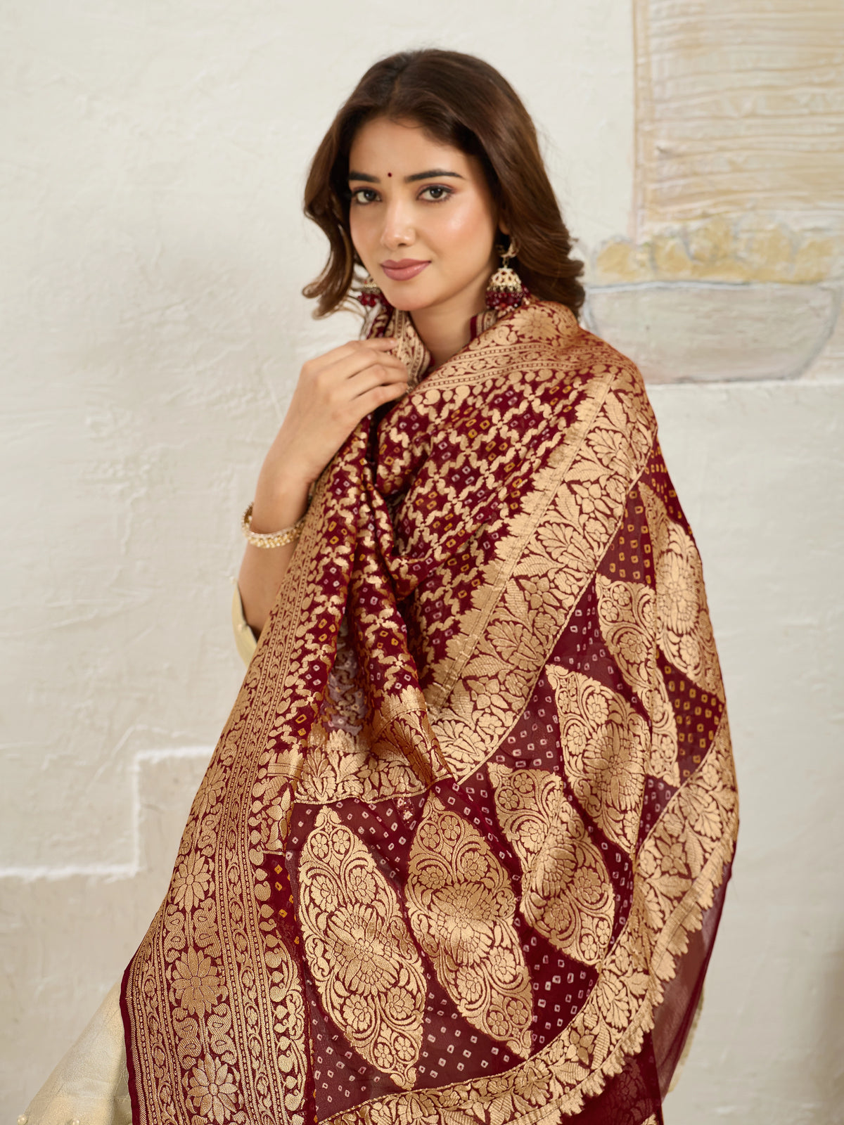 New Launch Pure Khaddi Georgette Upada Neemzari Bandhej Dupatta 2