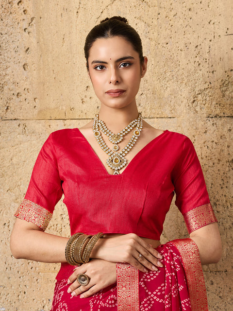 KcPc New Daily Wear Moss Chiffon Bandhani Style Saree  KDN