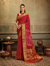 KcPc New Elegant Bandhani Charm Viscose Silk Saree with Zari Weaving Border RAJ