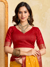 KcPc New Beautiful Moss Chiffon Georgette Bandhani Sarees Yellow Red KDM