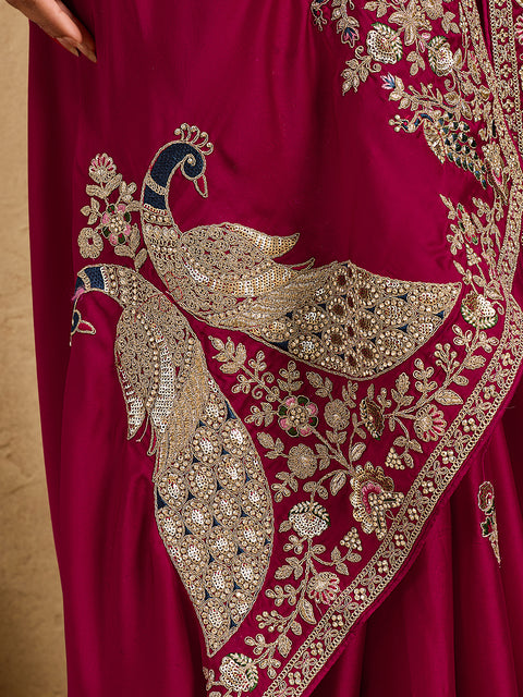 Buy Gaji Silk Saree with Heavy Embroidery Work Kcpc