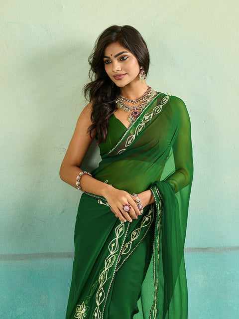KcPc New Chiffon Bollywood Style Gotapatti Work Saree MHS