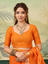 BuyKota doria cotton with Gota patti work saree Orange colour under 1000