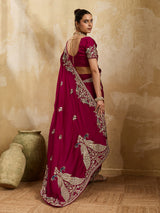 Buy Gaji Silk Saree with Heavy Embroidery Work Kcpc