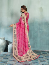 KcPc Premium Georgette Kalamkari Saree with Aari Tari Work GAN
