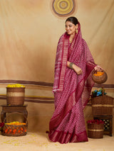 KcPc Premium Cotton Silk Zig Zag Saree with Zari Border STL