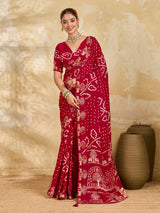 Buy Modal Bandhani Saree with Cutdana Work Kcpc image 