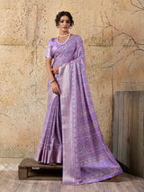 Cotton silk Ajrakh style Saree under 1000