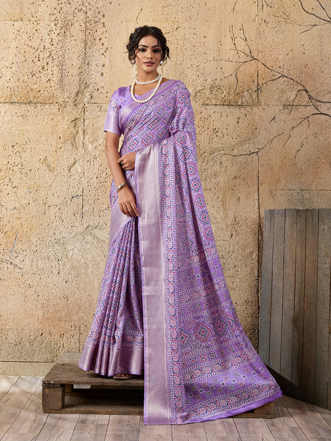 Cotton silk Ajrakh style Saree under 1000