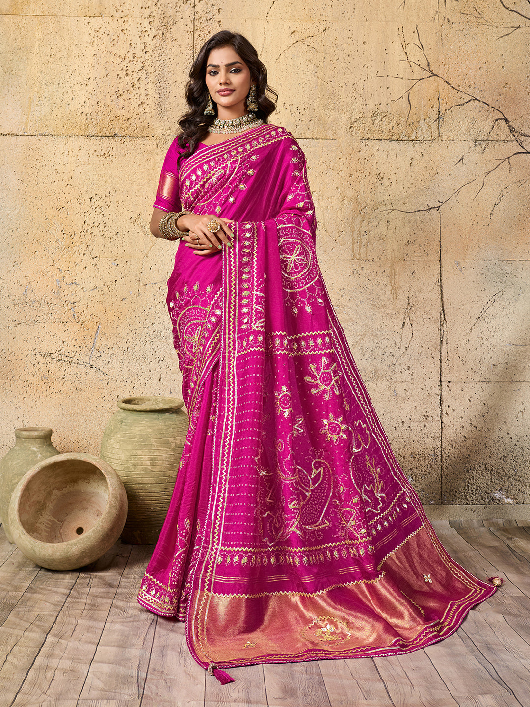 Buy Modal Silk Bandhani Style Saree Kcpc 