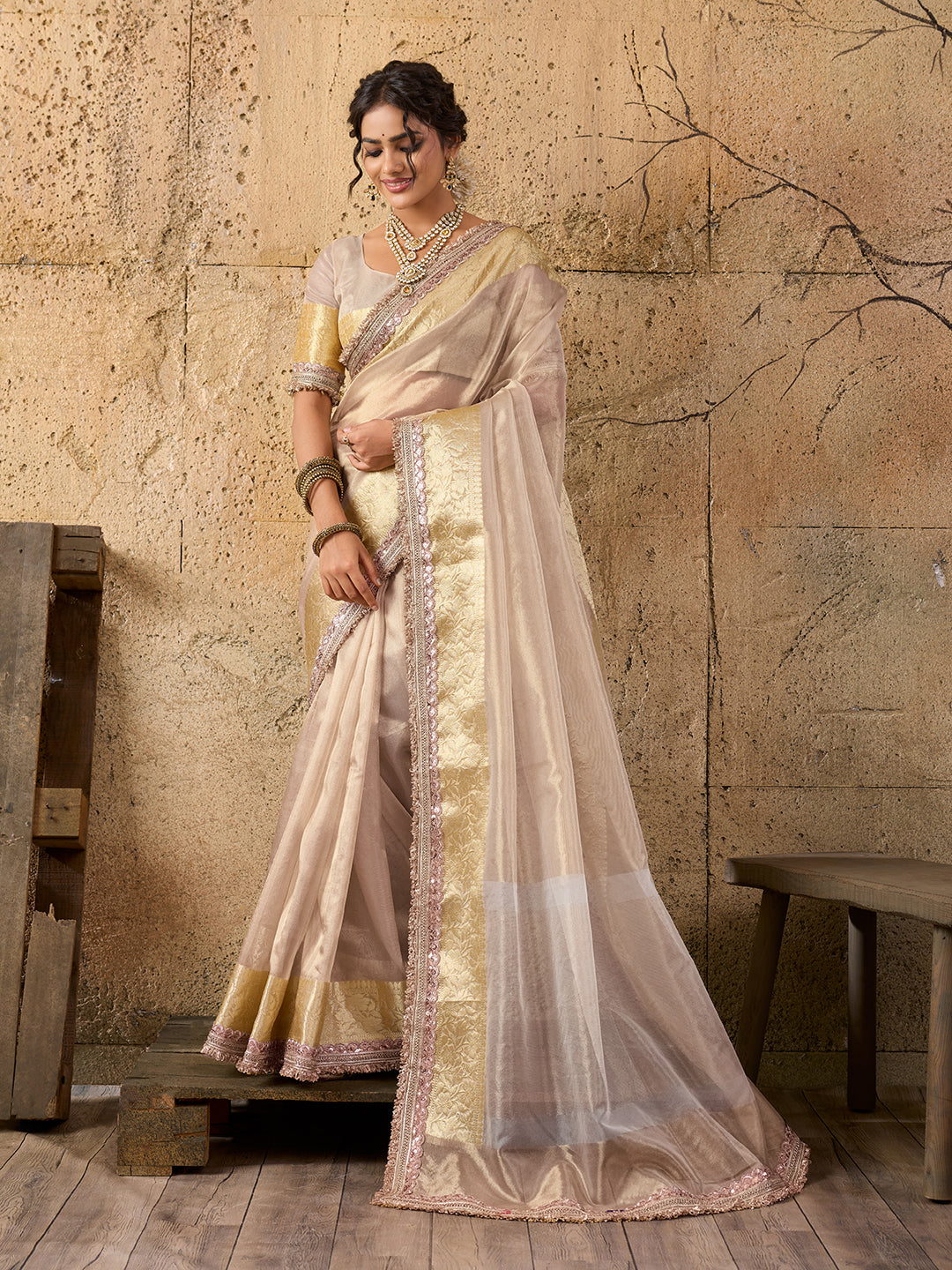 KcPc New Elegant Tari Border Tissue Silk Saree Janhvi Kapoor Inspired EditionAST