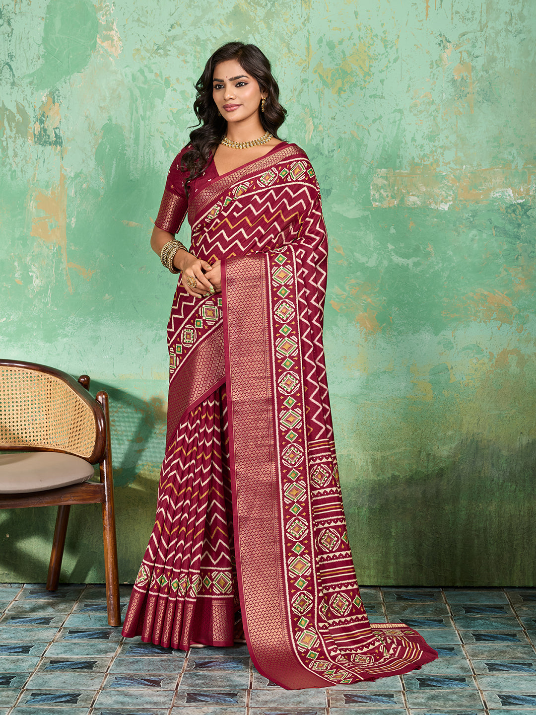 Buy New Launch Cotton Silk Printed Style With Daily Wear Pink Saree