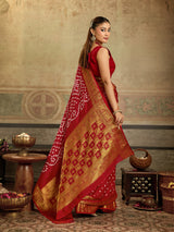 KcPc New Elegant Bandhani Charm Viscose Silk Saree with Zari Weaving Border RAJ