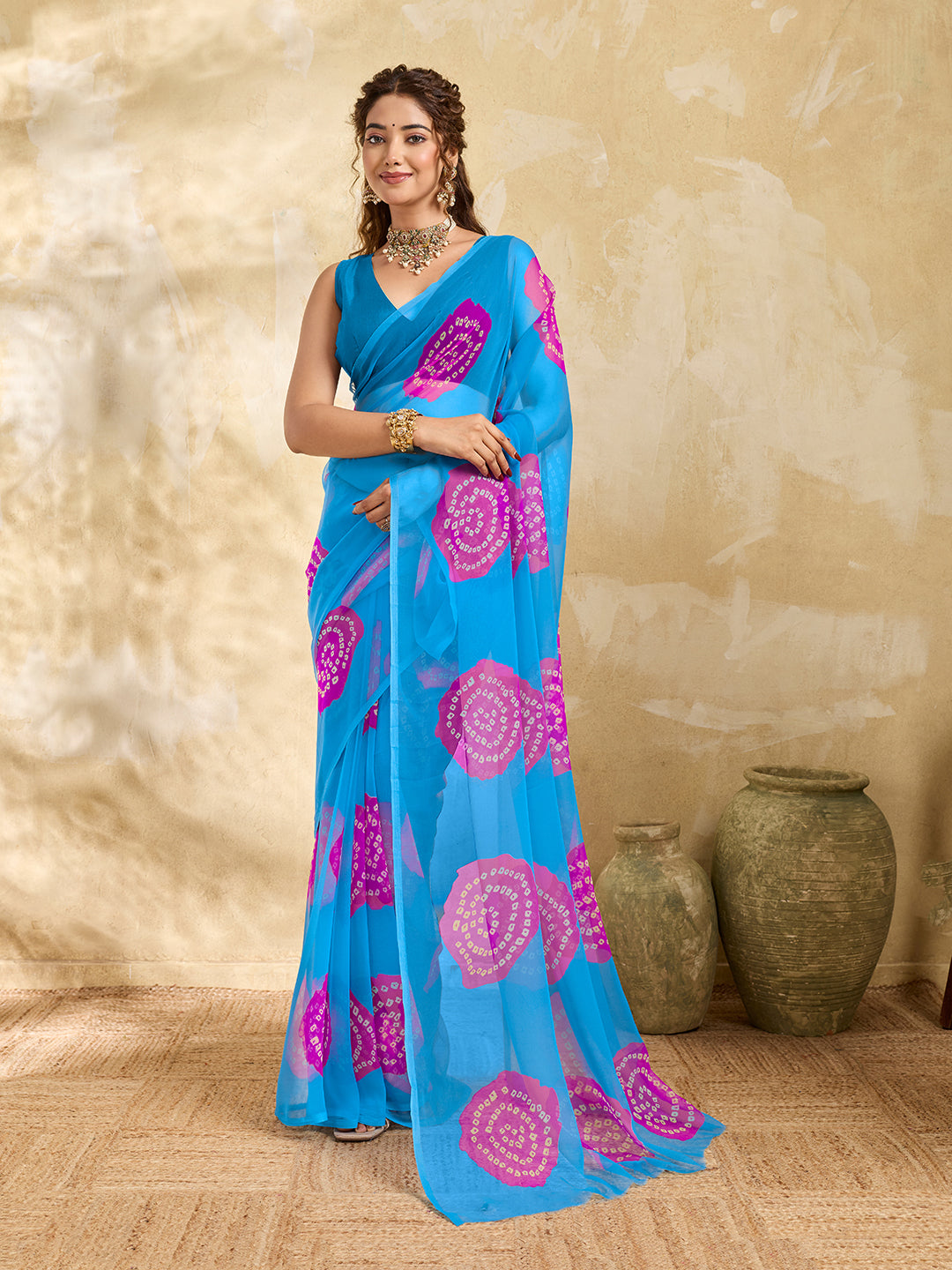 Rajwadi Bandhani Style saree under 500