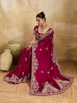 Buy Gaji Silk Saree with Heavy Embroidery Work Kcpc