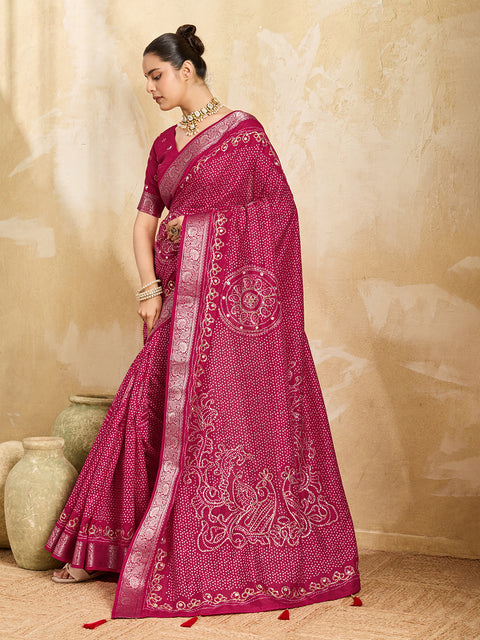 Pure Dola Silk saree in Bandhani style