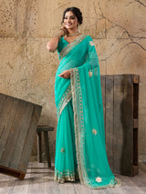 Buy Georgette Kacha Gotapatti Saree kcpc
