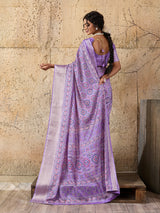 Cotton silk Ajrakh style Saree under 1000