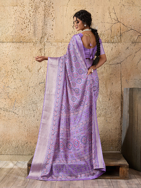 Cotton silk Ajrakh style Saree under 1000