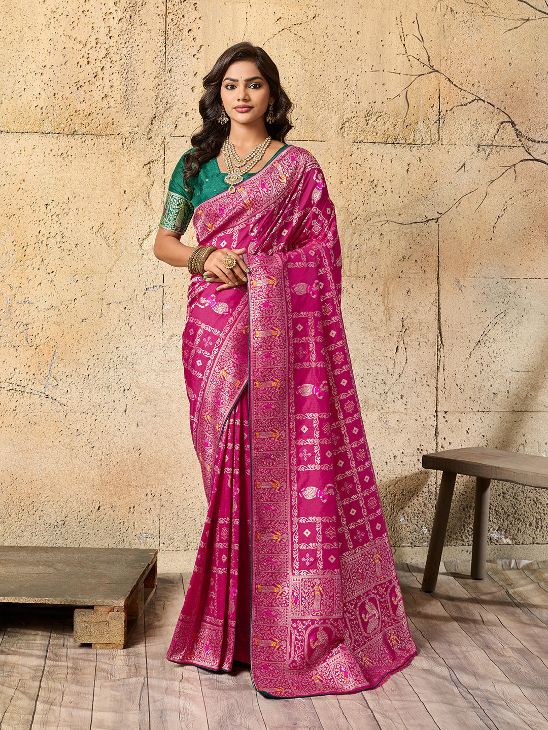 By Banarasi Saree With Traditional Wear