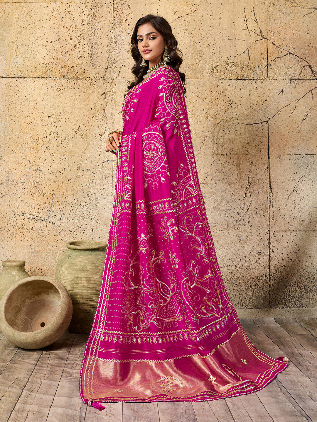 Buy Modal Silk Bandhani Style Saree Kcpc 
