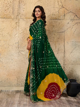 Buy Georgette Bandhani Saree With Festive Wear Kcpc