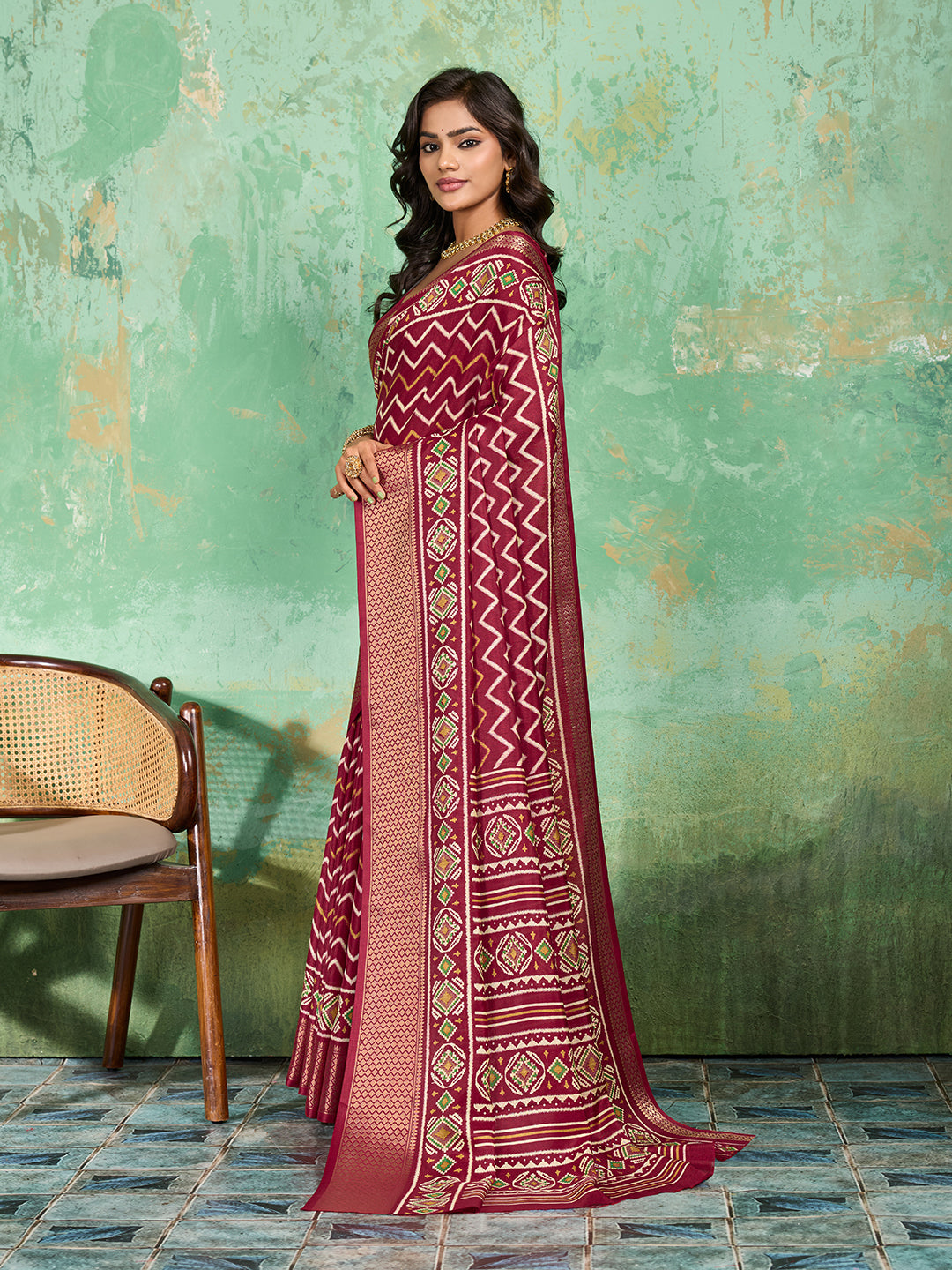 Buy New Launch Cotton Silk Printed Style With Daily Wear Pink Saree