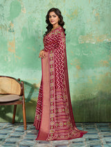 Buy New Launch Cotton Silk Printed Style With Daily Wear Pink Saree