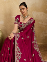 Buy Gaji Silk Saree with Heavy Embroidery Work Kcpc