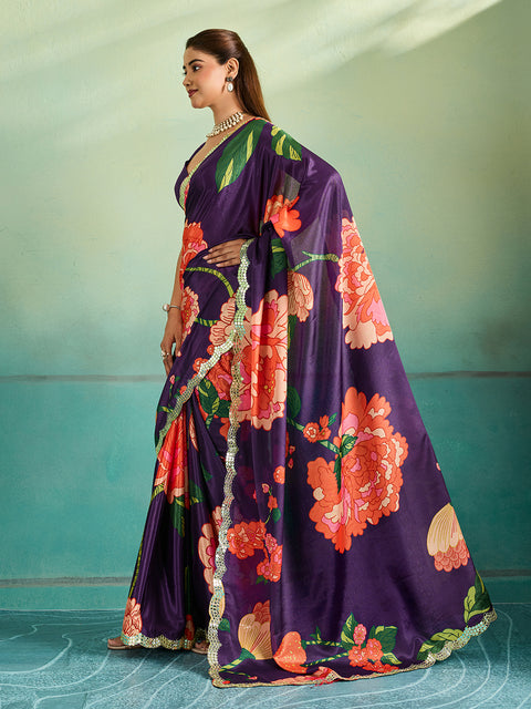 Gotapatti work Sarees in purple colour