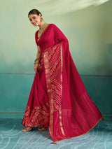  Buy Gaji Silk Ghatchola Bandhani Saree in red colour