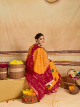 KcPc New Elegant Cotton Ghatchola Saree with Bikaneri Bandhej Work KC
