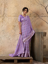 Cotton silk Ajrakh style Saree under 1000