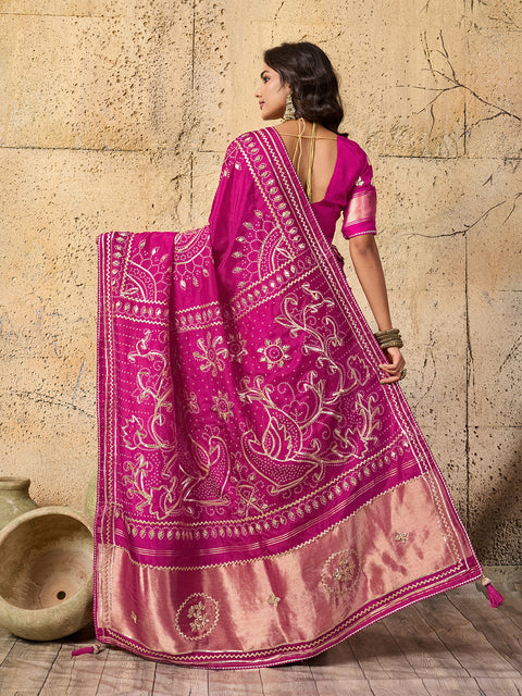 Buy Modal Silk Bandhani Style Saree Kcpc 