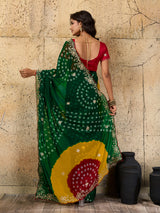 Buy Georgette Bandhani Saree With Festive Wear Kcpc