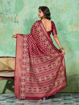 Buy New Launch Cotton Silk Printed Style With Daily Wear Pink Saree