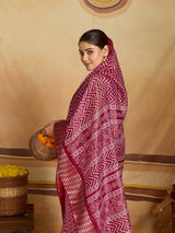 KcPc Premium Cotton Silk Zig Zag Saree with Zari Border STL